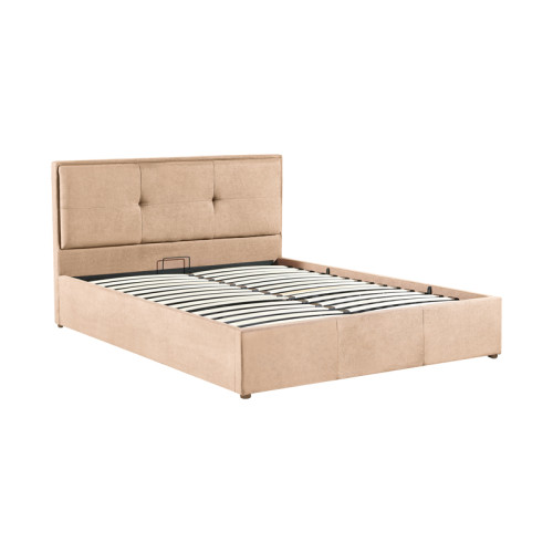 Double bed Sonnie pakoworld with storage space velvet brown 150x200cm