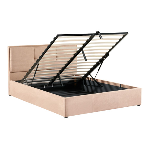 Double bed Sonnie pakoworld with storage space velvet brown 150x200cm