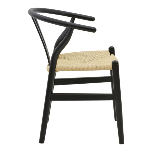 Chair Wishbone pakoworld black rubberwood-natural rope 53x55x76cm