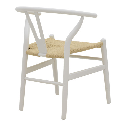 Chair Wishbone pakoworld white rubberwood-natural rope 53x55x76cm