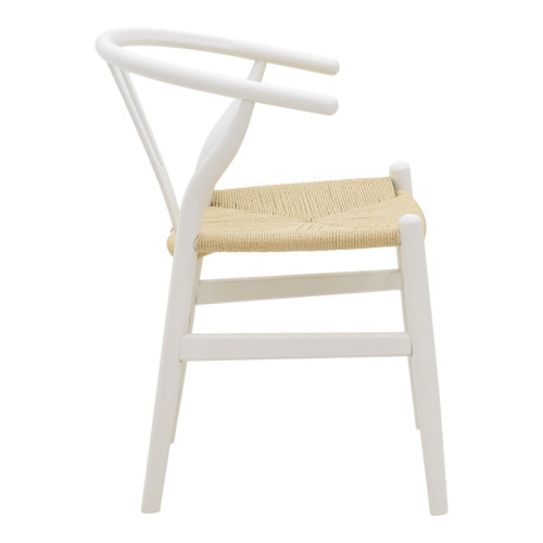 Chair Wishbone pakoworld white rubberwood-natural rope 53x55x76cm
