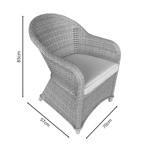 Garden armchair Hadrian pakoworld rattan brown textilene beige 70χ57χ85cm