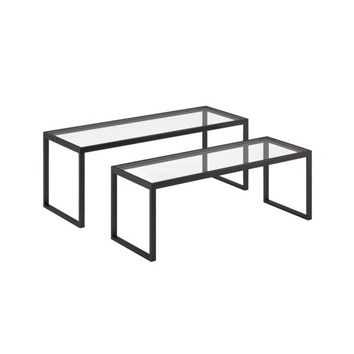 Coffee table Redro pakoworld black metal-glass 100x40x45cm