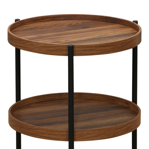 Side table Portogie pakoworld mdf walnut - metal black D40x50cm