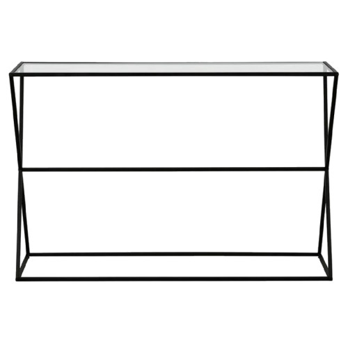 Console Loujie pakoworld black metal-glass 100x30x76cm