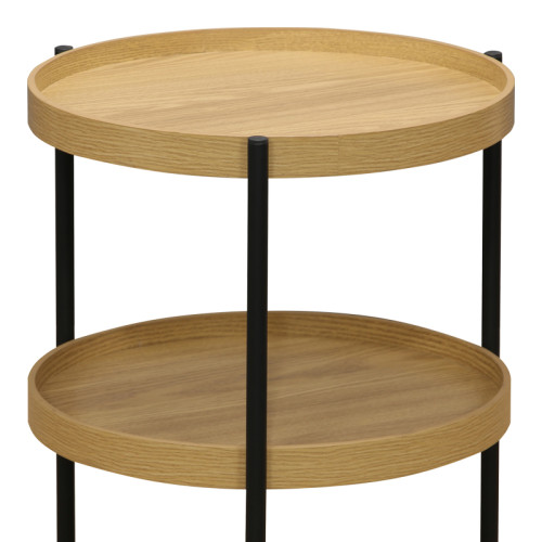 Side table Portogie pakoworld mdf natural- metal black D40x50cm