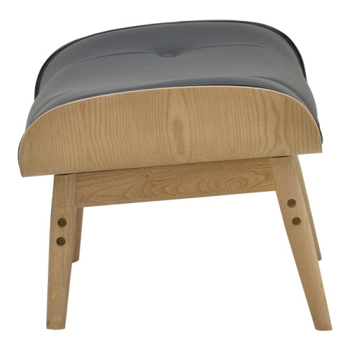 Relax stool Mirto pakoworld solid wood walnut-PU black 63x50x46cm