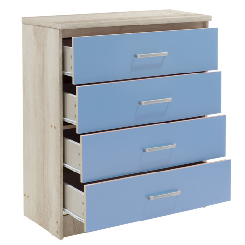 Children s chest of 4 drawers Drawer Looney pakoworld in castillo-blue colour 80x40x95