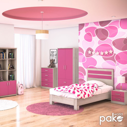 Children s chest of 4 Drawer Looney pakoworld in castillo-pink colour 80x40x95