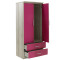 Children s wardrobe Looney pakoworld with 2 doors and drawers in castillo-pink colour 81x57x183