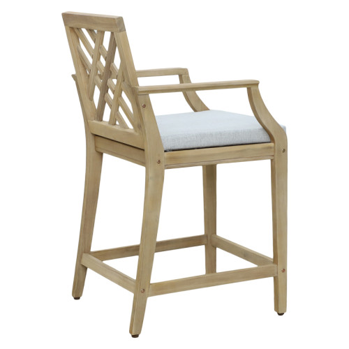 Amalfi chair pakoworld solid acacia wood-beige fabric 59x63.5x104.9cm