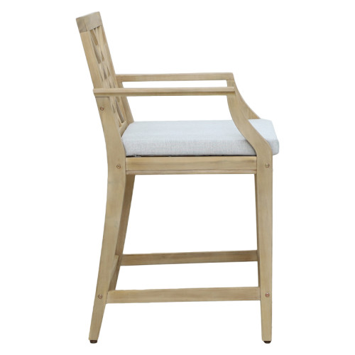 Amalfi chair pakoworld solid acacia wood-beige fabric 59x63.5x104.9cm