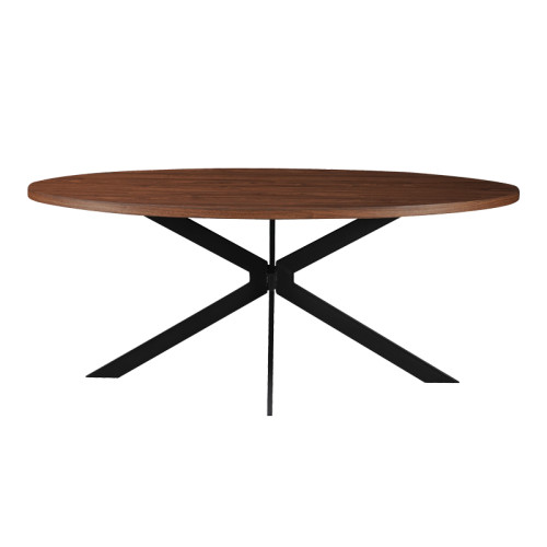 Donal pakoworld table MDF surface walnut-leg black metal 180x90x76cm