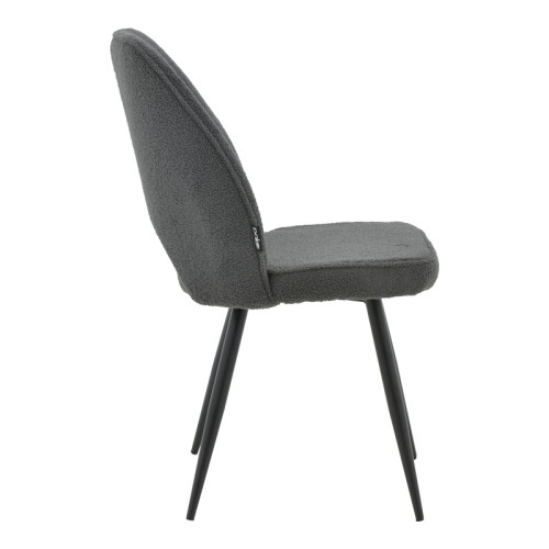 Renish pakoworld bouclé chair gray-metallic black leg 61x47x91.5cm