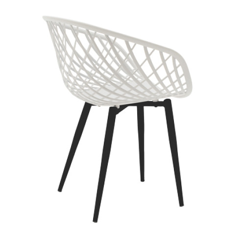 Chair Ezra pakoworld white pp-black metal leg 62x42x82cm