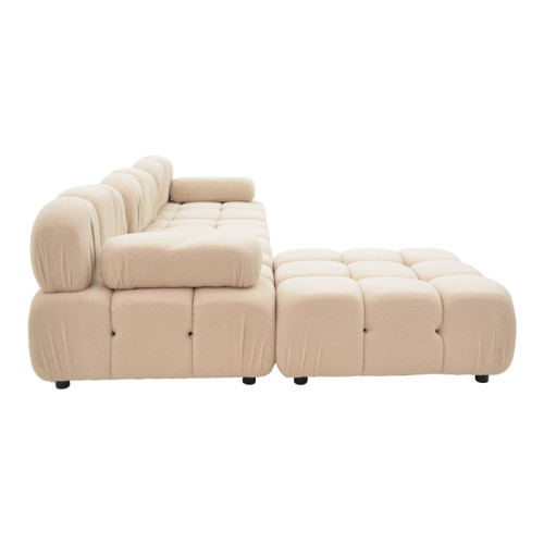3-seater sofa Hypnotic pakoworld with beige teddy fabric and two pillows 196x98x74cm 3-seater sofa Hypnotic pakoworld with beige teddy fabric and two pillows 196x98x74cm