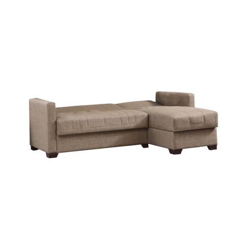 Corner sofa-bed with storage space Alasko pakoworld beige fabric 204x143x83cm