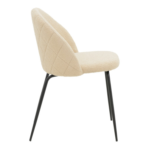 Chair Fersais pakoworld ivory teddy fabric-black metal 48x57x81cm