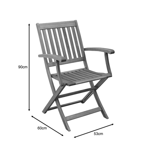 Joter pakoworld folding armchair natural acacia wood 53x60x90cm