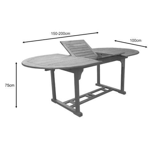 Sopho pakoworld table expandable natural acacia wood 200/150x100x75cm