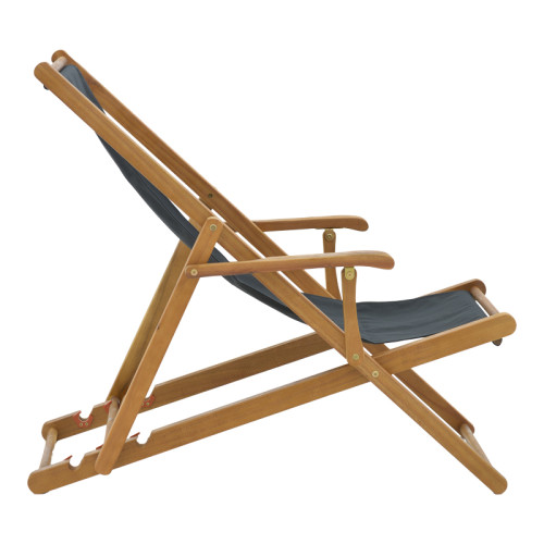 Chaise longue Xurian pakoworld acacia wood natural-cloth pvc black Chaise longue Xurian pakoworld acacia wood natural-cloth pvc black