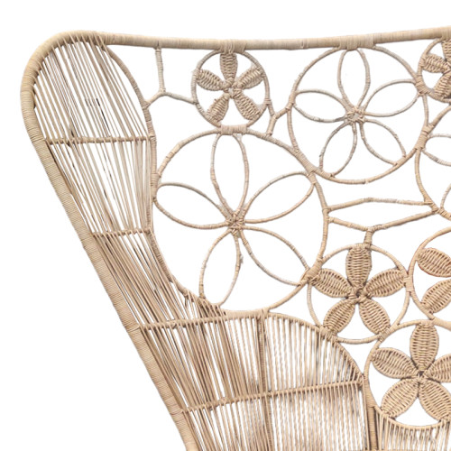 Armchair Jake Inart with beige cushion-natural rattan 110x45x145cm