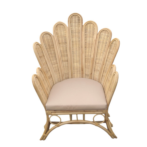 Armchair Fragia Inart with beige cushion-natural rattan 103x90x120cm