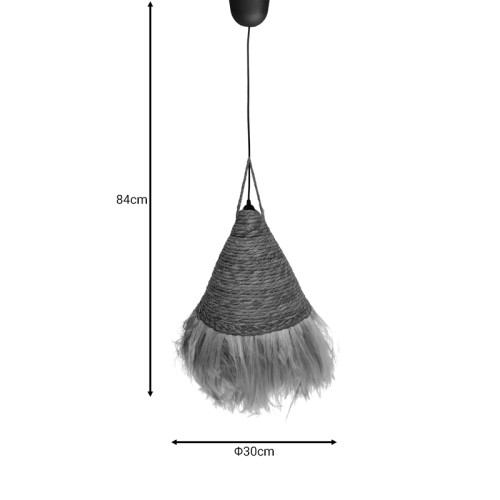 Geole Inart natural wicker ceiling light D30x84cm