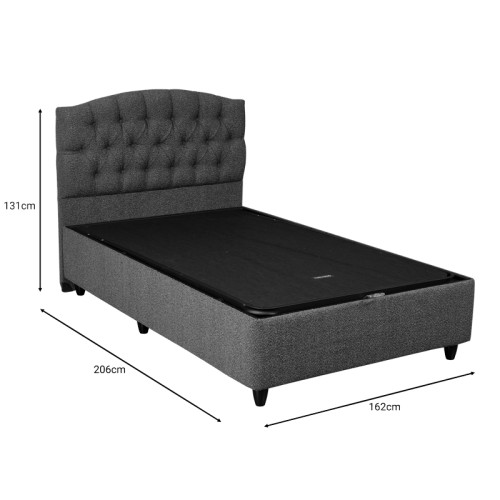 Lanse pakoworld double bed with storage bouclé anthracite 160x200cm