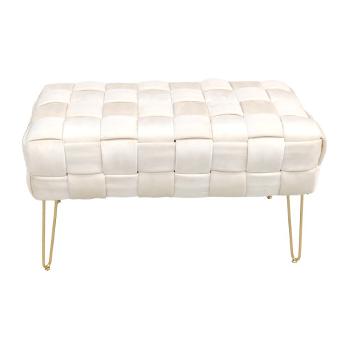 Ottoman Wenzo pakoworld beige velvet 82x43x46cm Ottoman Wenzo pakoworld beige velvet 82x43x46cm