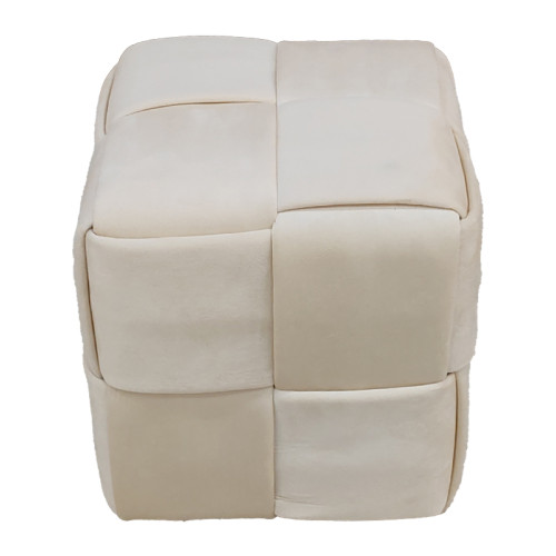 Ottoman Jisko pakoworld beige velvet 38x38x40cm