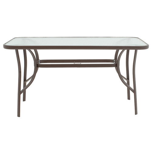 Ensure pakoworld table metal brown-tempered glass 120x80x70cm