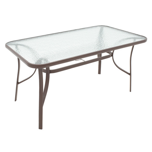 Ensure pakoworld table metal brown-tempered glass 120x80x70cm