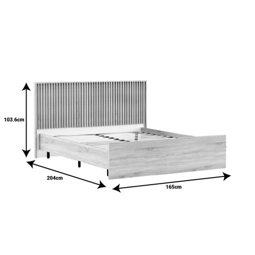 Double bed Bruse pakoworld oak-white color melamine 160x200cm