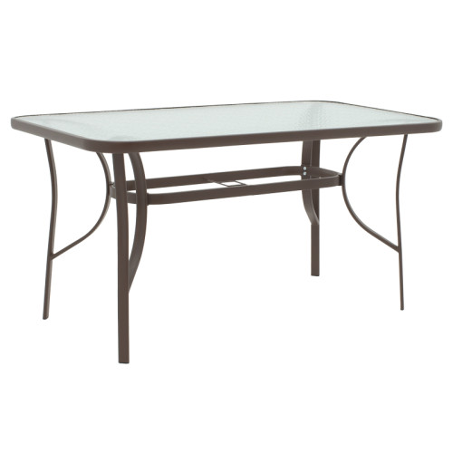 Dining table Calan-Ensure pakoworld set of 5 dark brown metal and tempered glass 120x80x70cm