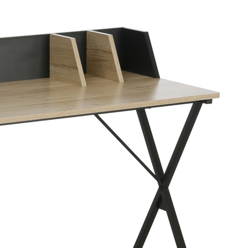 Zervan pakoworld melamine work desk in natural-black shade 90x50x85cm