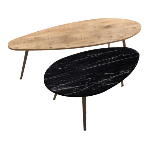 Monty pakoworld coffee table walnut-black marble melamine 116x46x46cm Monty pakoworld coffee table walnut-black marble melamine 116x46x46cm