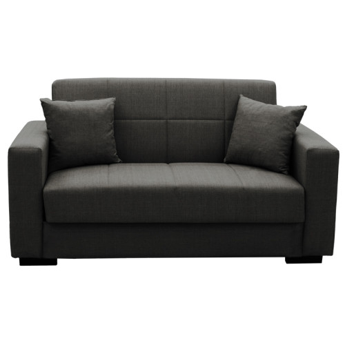 Sofa-bed with storage two-seater Vox pakoworld light charcoal fabric 155x85x80cm
