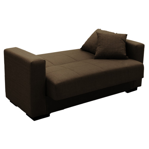 Sofa-bed with storage two-seater Vox pakoworld light brown fabric 155x85x80cm