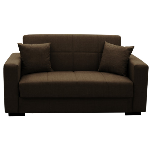 Sofa-bed with storage two-seater Vox pakoworld light brown fabric 155x85x80cm