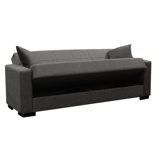 Sofa-bed with storage three-seater Vox pakoworld anthracite fabric 215x85x80cm