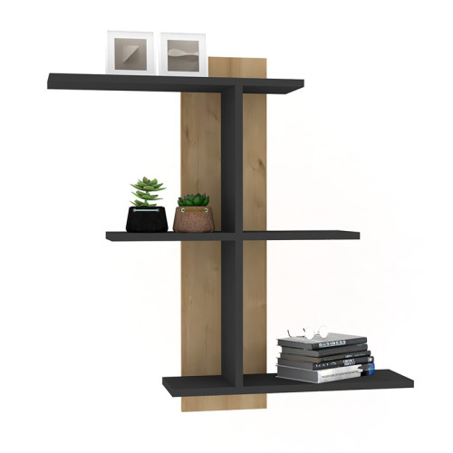 Wall shelf unit Norman pakoworld sonoma-anthracite 110x19.5x90cm