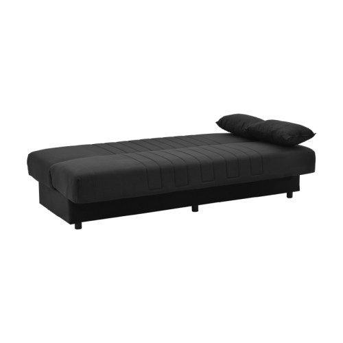 Romina three-seater sofa-bed with storage space pakoworld black fabric 190x85x90cm