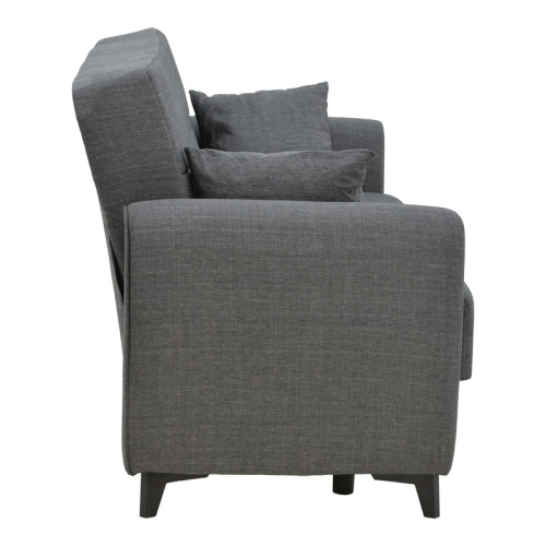 Sofa-bed with storage two-seater Lincoln pakoworld light charcoal fabric 165x85x90cm