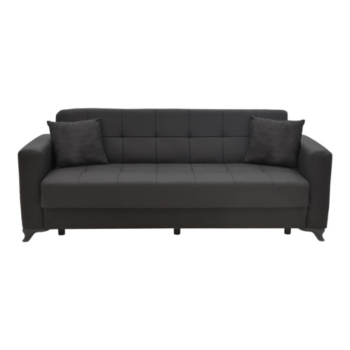 Modestole pakoworld three-seater sofa-bed with storage space black fabric 215x85x80cm