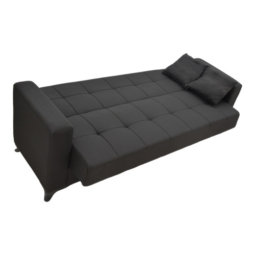Modestole pakoworld three-seater sofa-bed with storage space black fabric 215x85x80cm Modestole pakoworld three-seater sofa-bed with storage space black fabric 215x85x80cm