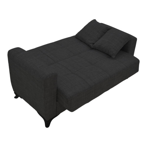 Two-seater Modestole sofa-bed with storage space pakoworld black fabric 155x85x80cm