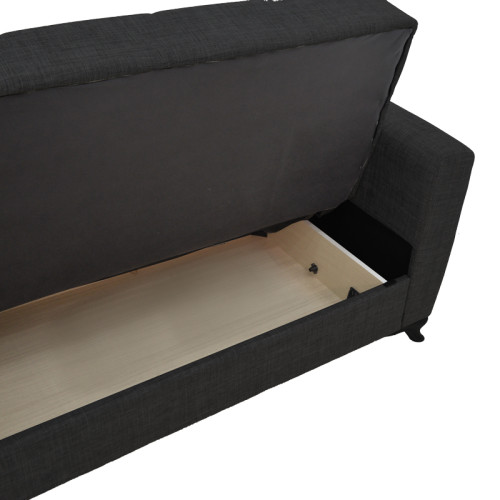 Two-seater Modestole sofa-bed with storage space pakoworld black fabric 155x85x80cm