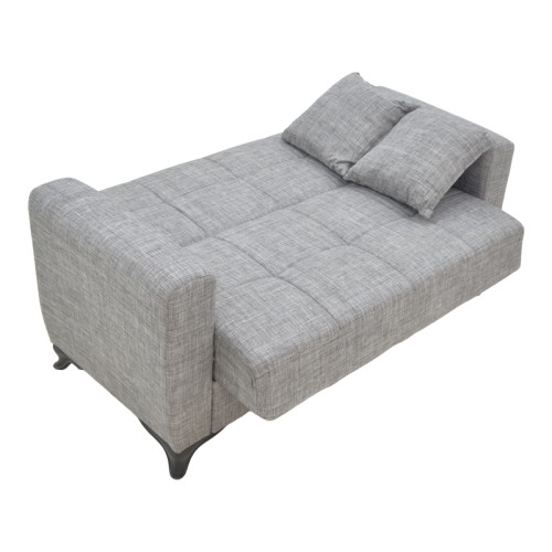 Sofa-bed with storage two-seater Modestole pakoworld gray fabric 155x85x80cm