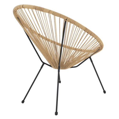 Garden armchair Acapulco pakoworld black metal - pe rattan in natural shade 71x76x85cm